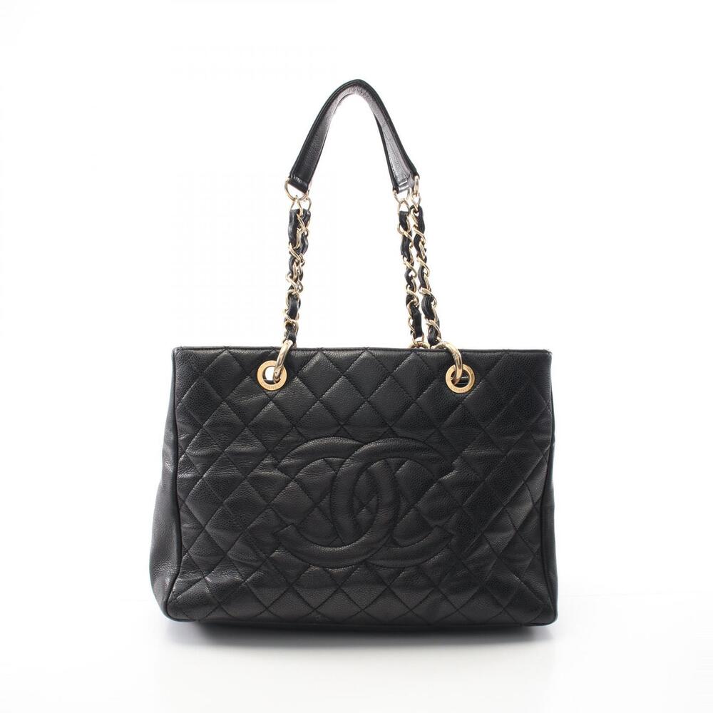 Chanel Matelasse Grand Shopping GST Tote Bag Grained Calfskin Black
